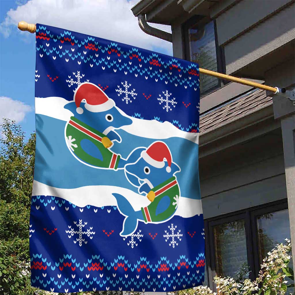 Dolphin Couple Christmas Garden Flag Funny Xmas Holiday Patterns - Wonder Print Shop