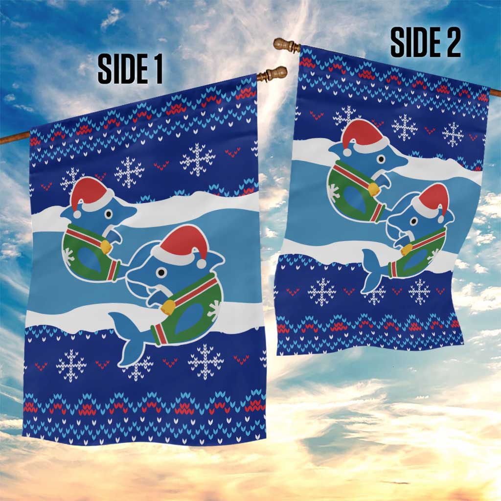 Dolphin Couple Christmas Garden Flag Funny Xmas Holiday Patterns - Wonder Print Shop