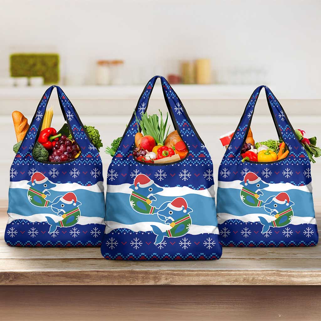 Dolphin Couple Christmas Grocery Bag Funny Xmas Holiday Patterns - Wonder Print Shop