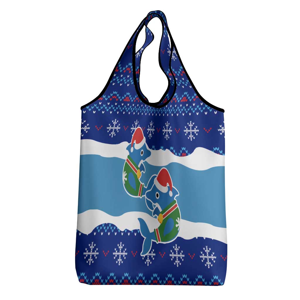 Dolphin Couple Christmas Grocery Bag Funny Xmas Holiday Patterns - Wonder Print Shop