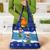 Dolphin Couple Christmas Grocery Bag Funny Xmas Holiday Patterns - Wonder Print Shop