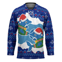 Dolphin Couple Christmas Hockey Jersey Funny Xmas Holiday Patterns - Wonder Print Shop