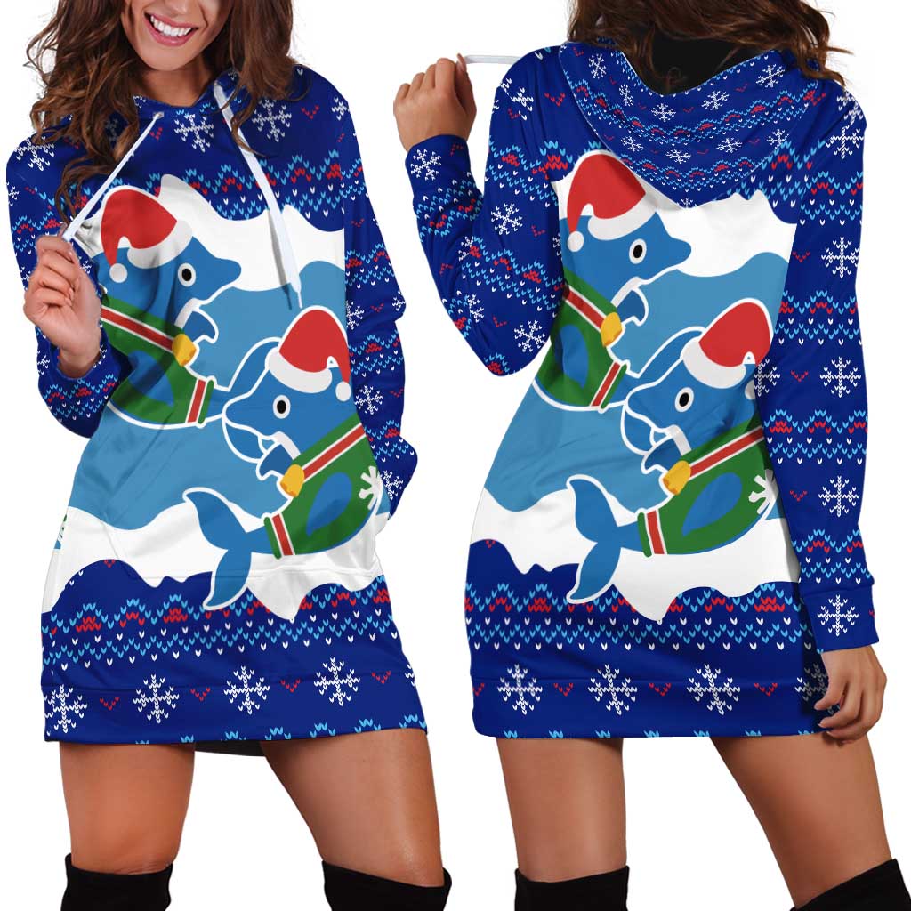 Dolphin Couple Christmas Hoodie Dress Funny Xmas Holiday Patterns - Wonder Print Shop