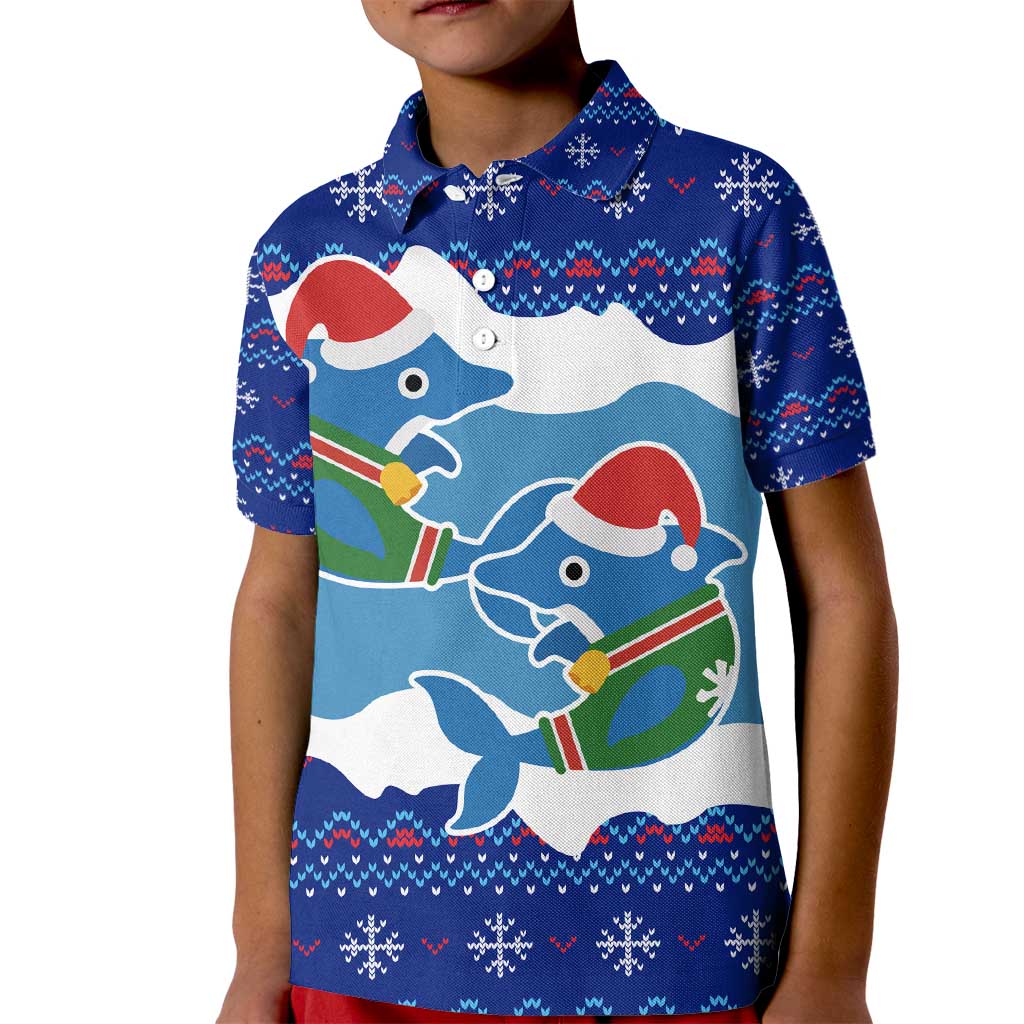 Dolphin Couple Christmas Kid Polo Shirt Funny Xmas Holiday Patterns - Wonder Print Shop