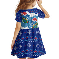 Dolphin Couple Christmas Kid Short Sleeve Dress Funny Xmas Holiday Patterns - Wonder Print Shop