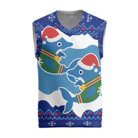 Dolphin Couple Christmas Knitted V-Neck Vest Funny Xmas Holiday Patterns - Wonder Print Shop