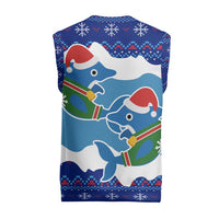 Dolphin Couple Christmas Knitted V-Neck Vest Funny Xmas Holiday Patterns - Wonder Print Shop