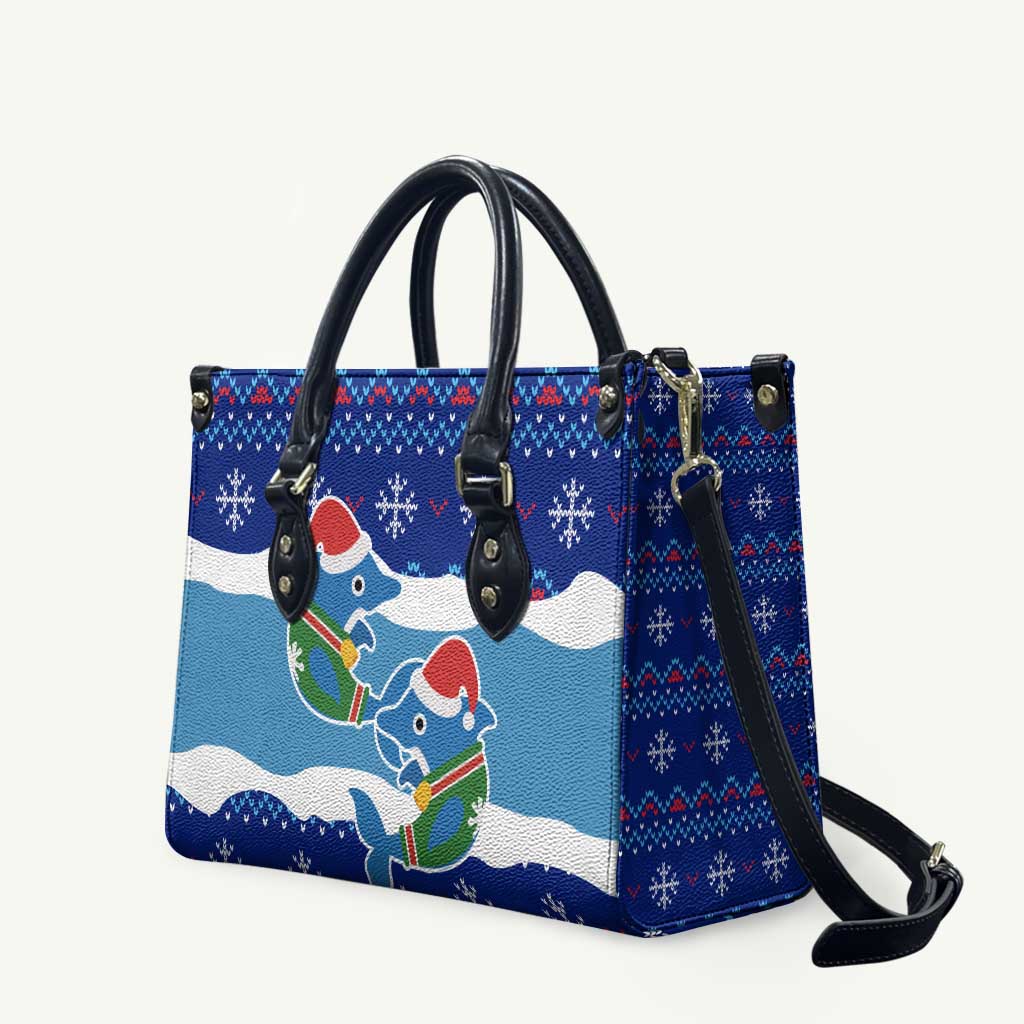 Dolphin Couple Christmas Leather Bag Funny Xmas Holiday Patterns - Wonder Print Shop