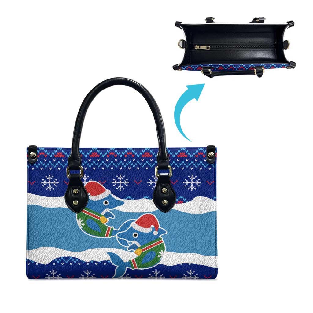 Dolphin Couple Christmas Leather Bag Funny Xmas Holiday Patterns - Wonder Print Shop