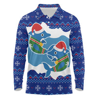 Dolphin Couple Christmas Long Sleeve Polo Shirt Funny Xmas Holiday Patterns - Wonder Print Shop