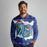 Dolphin Couple Christmas Long Sleeve Polo Shirt Funny Xmas Holiday Patterns - Wonder Print Shop