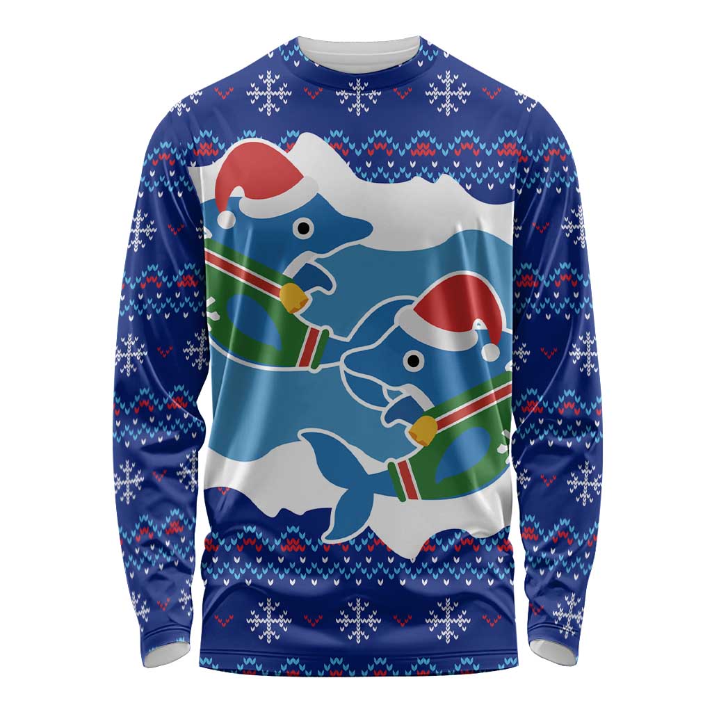 Dolphin Couple Christmas Long Sleeve Shirt Funny Xmas Holiday Patterns - Wonder Print Shop