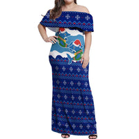 Dolphin Couple Christmas Off Shoulder Maxi Dress Funny Xmas Holiday Patterns - Wonder Print Shop