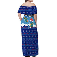 Dolphin Couple Christmas Off Shoulder Maxi Dress Funny Xmas Holiday Patterns - Wonder Print Shop