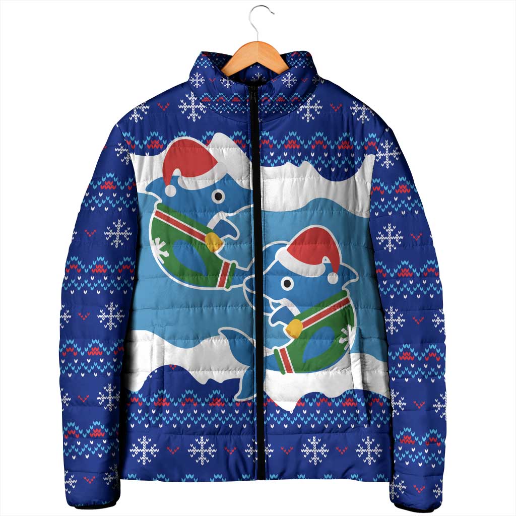 Dolphin Couple Christmas Padded Jacket Funny Xmas Holiday Patterns - Wonder Print Shop