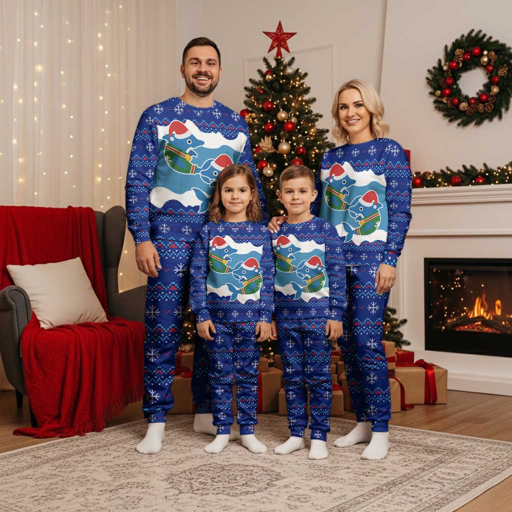 Dolphin Couple Christmas Pajama Set Funny Xmas Holiday Patterns - Wonder Print Shop