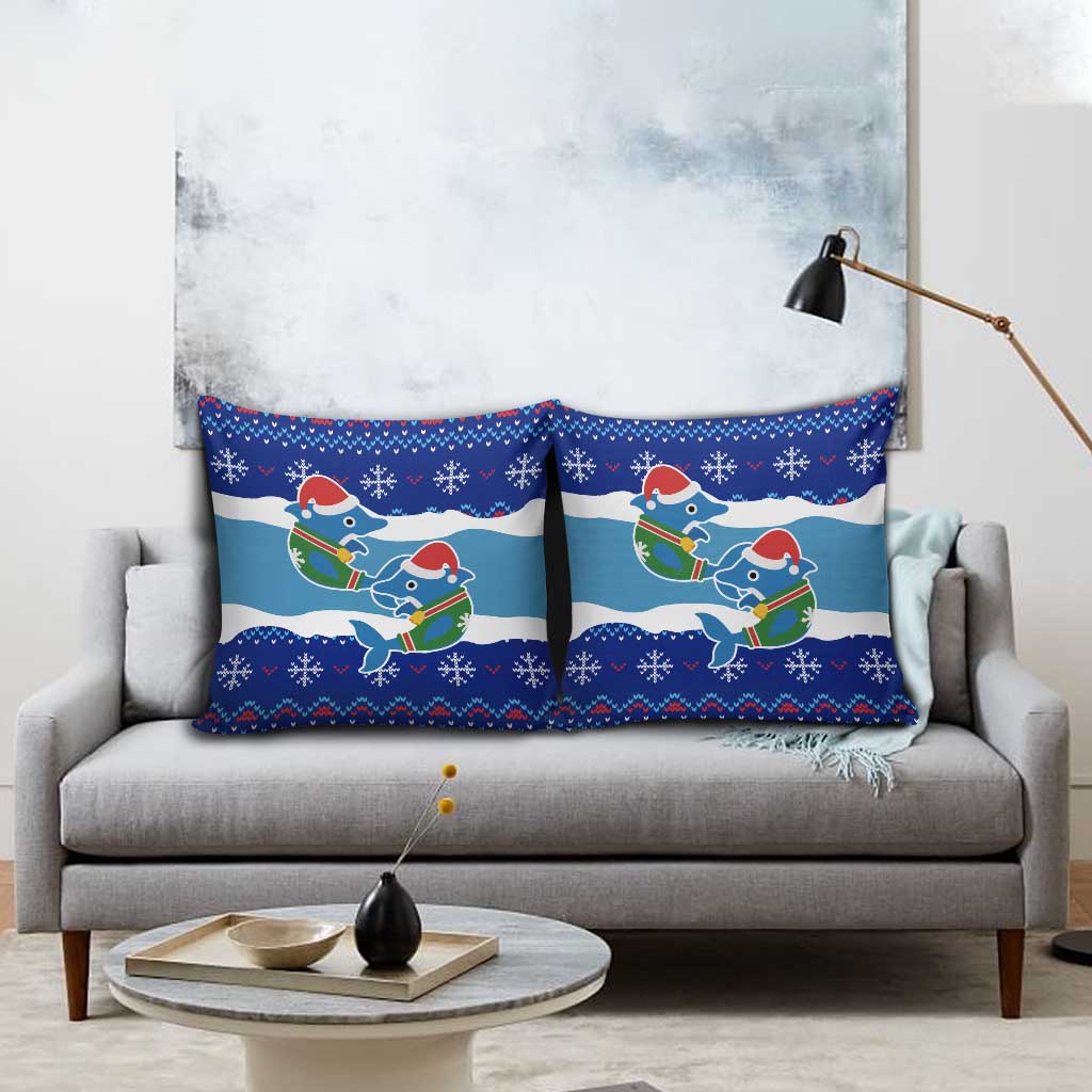 Dolphin Couple Christmas Pillow Cover Funny Xmas Holiday Patterns - Wonder Print Shop