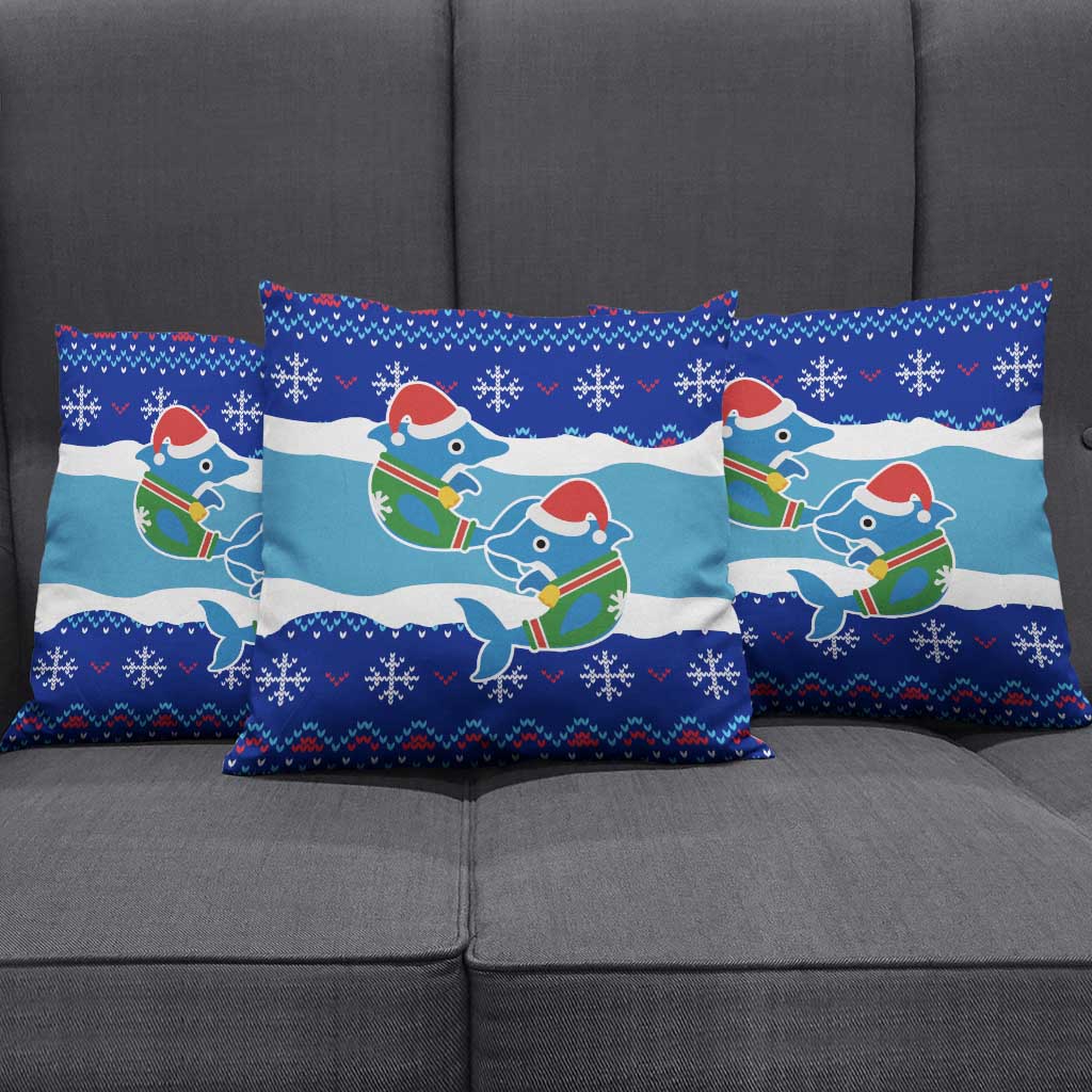 Dolphin Couple Christmas Pillow Cover Funny Xmas Holiday Patterns - Wonder Print Shop