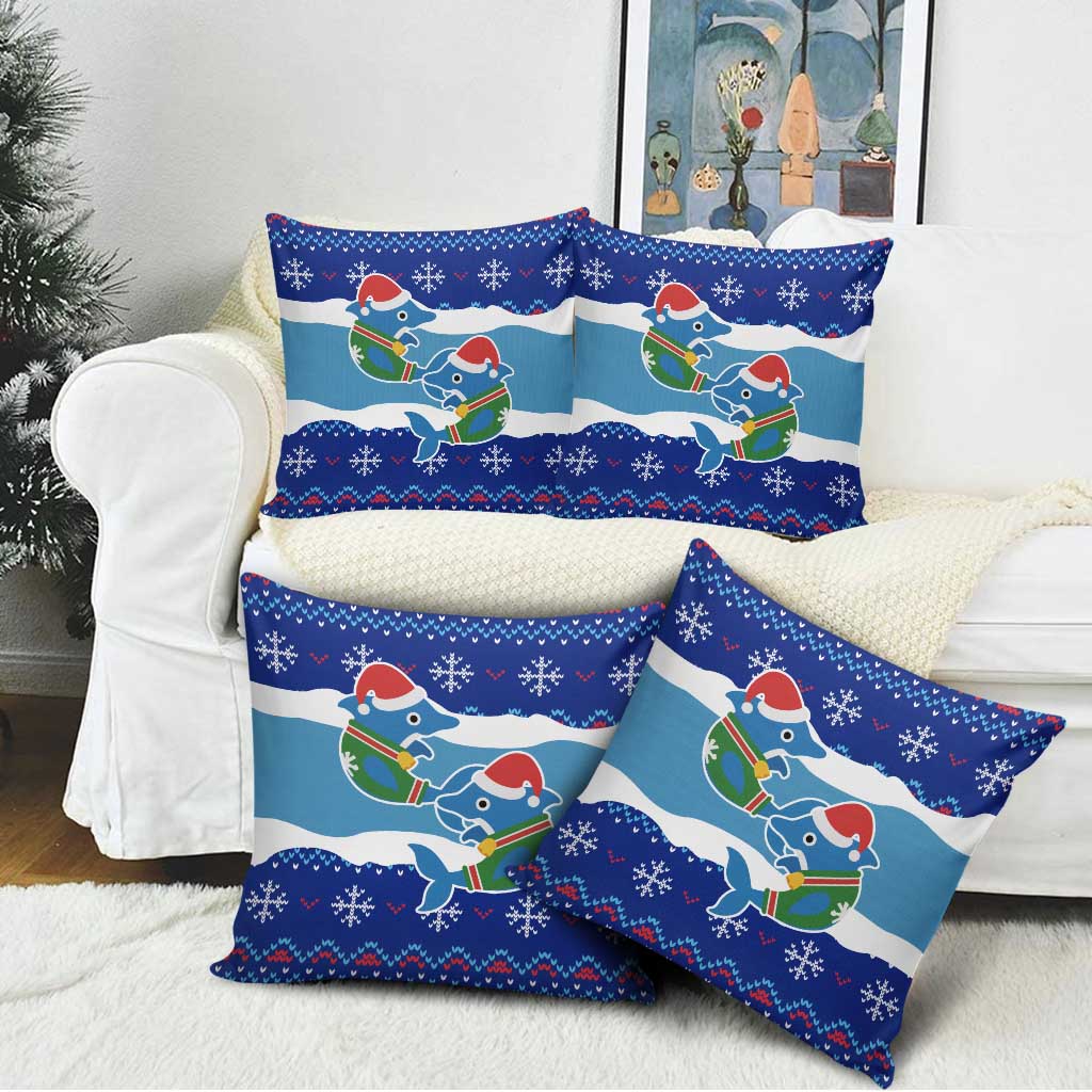 Dolphin Couple Christmas Pillow Cover Funny Xmas Holiday Patterns - Wonder Print Shop