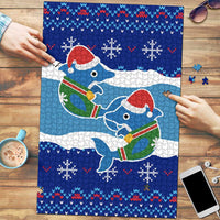 Dolphin Couple Christmas Puzzle Funny Xmas Holiday Patterns - Wonder Print Shop