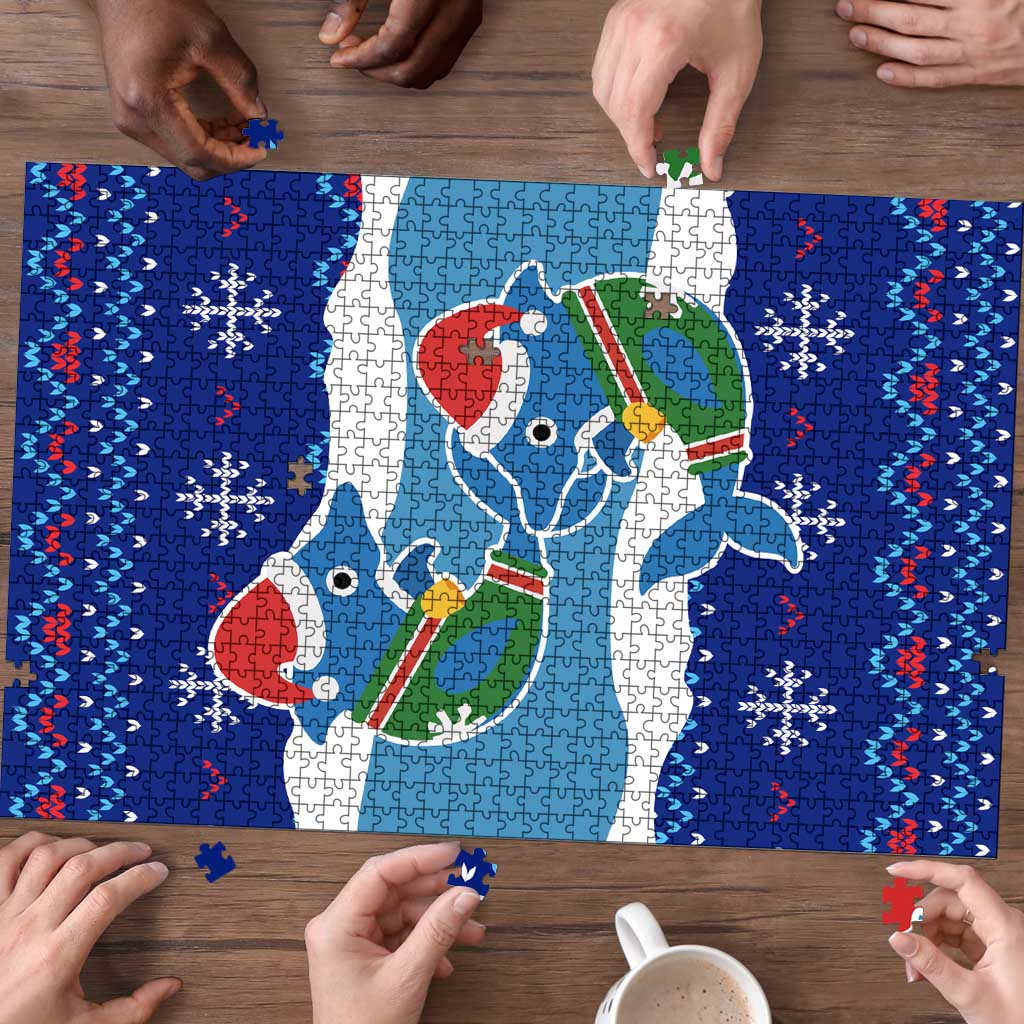 Dolphin Couple Christmas Puzzle Funny Xmas Holiday Patterns - Wonder Print Shop