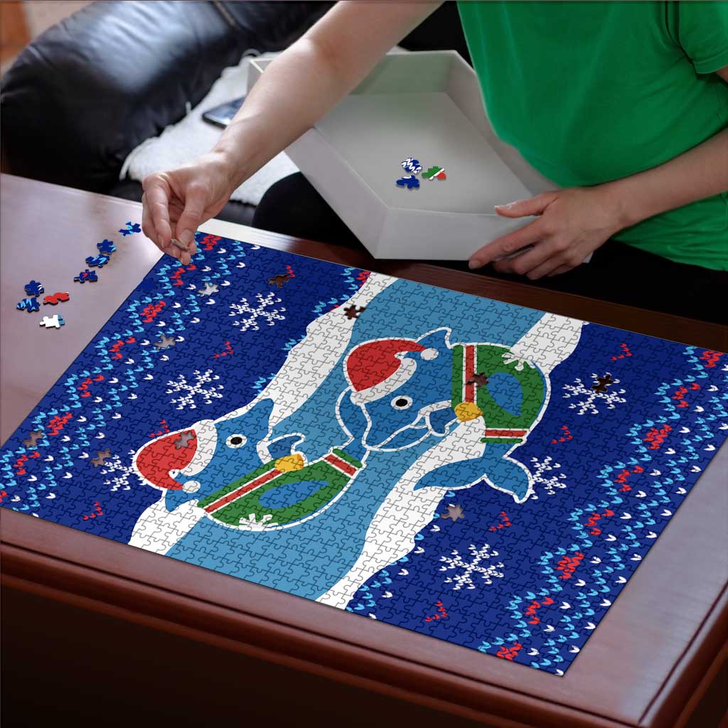 Dolphin Couple Christmas Puzzle Funny Xmas Holiday Patterns - Wonder Print Shop