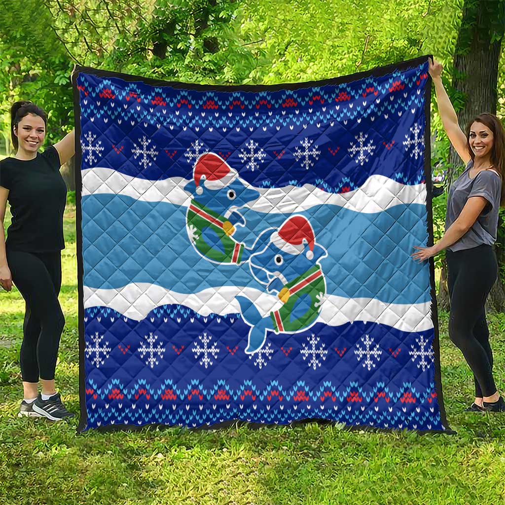 Dolphin Couple Christmas Quilt Funny Xmas Holiday Patterns - Wonder Print Shop