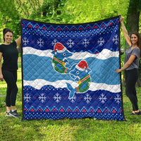 Dolphin Couple Christmas Quilt Funny Xmas Holiday Patterns - Wonder Print Shop