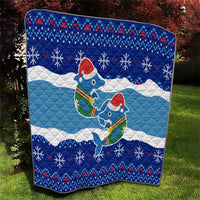 Dolphin Couple Christmas Quilt Funny Xmas Holiday Patterns - Wonder Print Shop