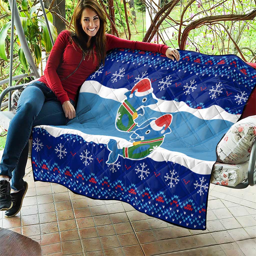 Dolphin Couple Christmas Quilt Funny Xmas Holiday Patterns - Wonder Print Shop