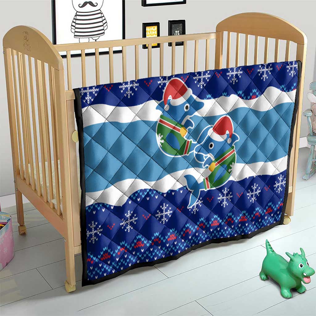 Dolphin Couple Christmas Quilt Funny Xmas Holiday Patterns - Wonder Print Shop