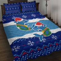 Dolphin Couple Christmas Quilt Bed Set Funny Xmas Holiday Patterns - Wonder Print Shop