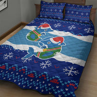 Dolphin Couple Christmas Quilt Bed Set Funny Xmas Holiday Patterns - Wonder Print Shop