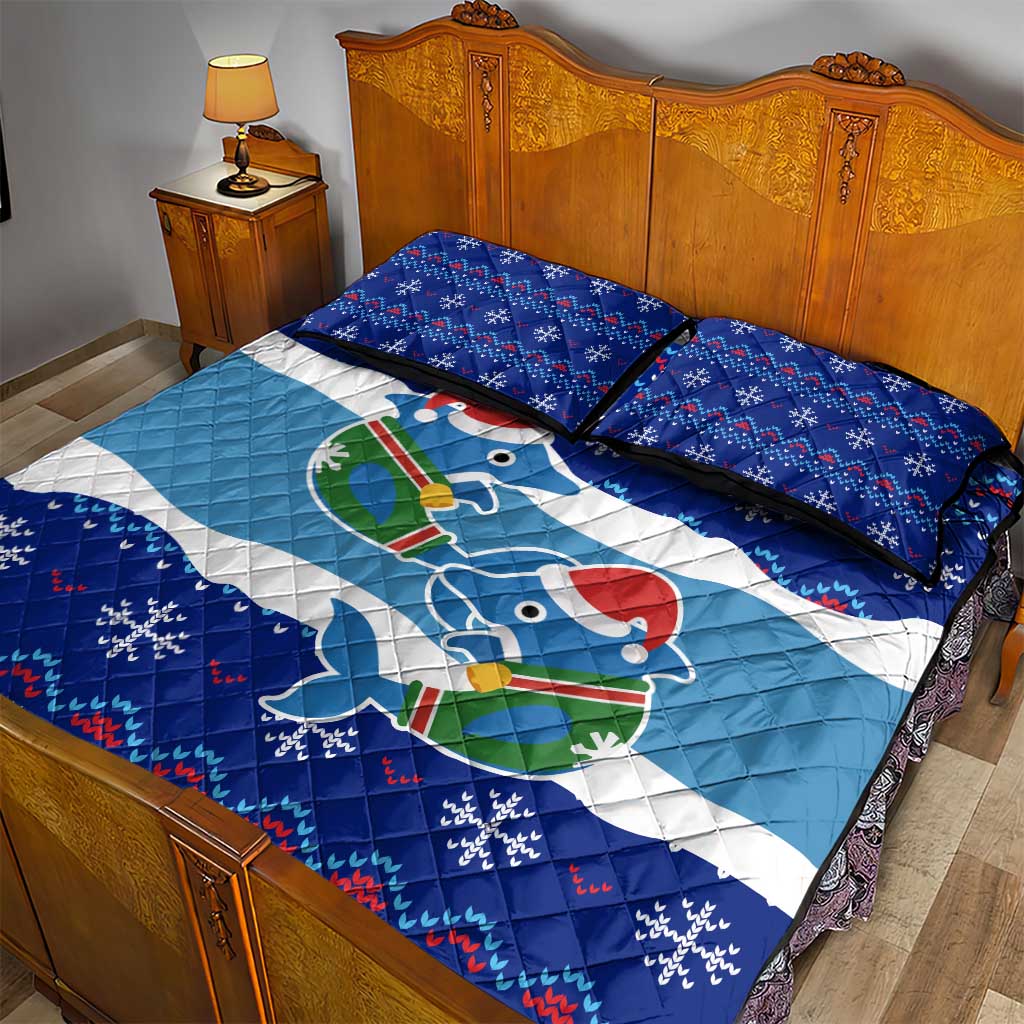 Dolphin Couple Christmas Quilt Bed Set Funny Xmas Holiday Patterns - Wonder Print Shop
