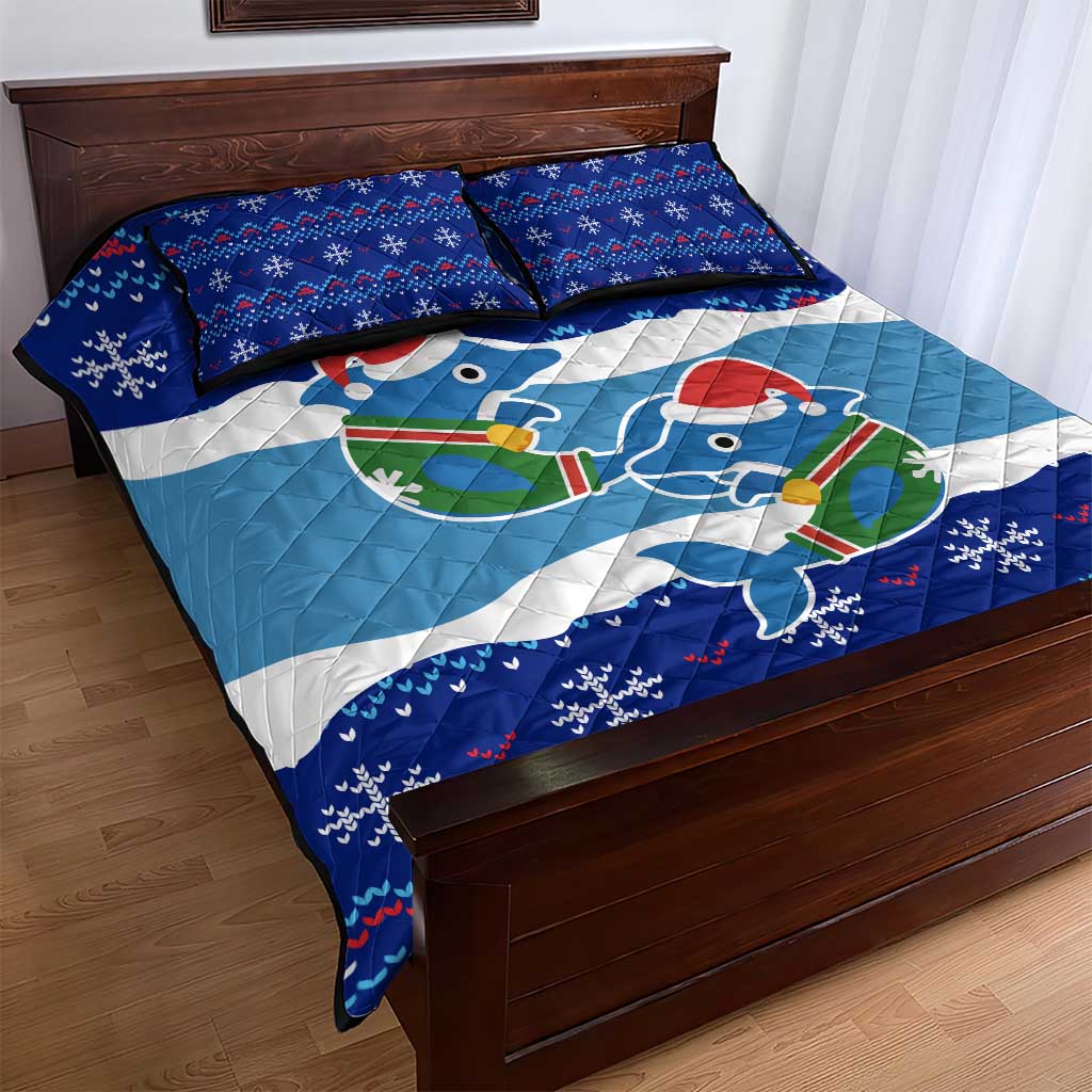 Dolphin Couple Christmas Quilt Bed Set Funny Xmas Holiday Patterns - Wonder Print Shop