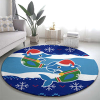 Dolphin Couple Christmas Round Carpet Funny Xmas Holiday Patterns - Wonder Print Shop