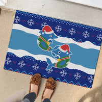 Dolphin Couple Christmas Rubber Doormat Funny Xmas Holiday Patterns - Wonder Print Shop