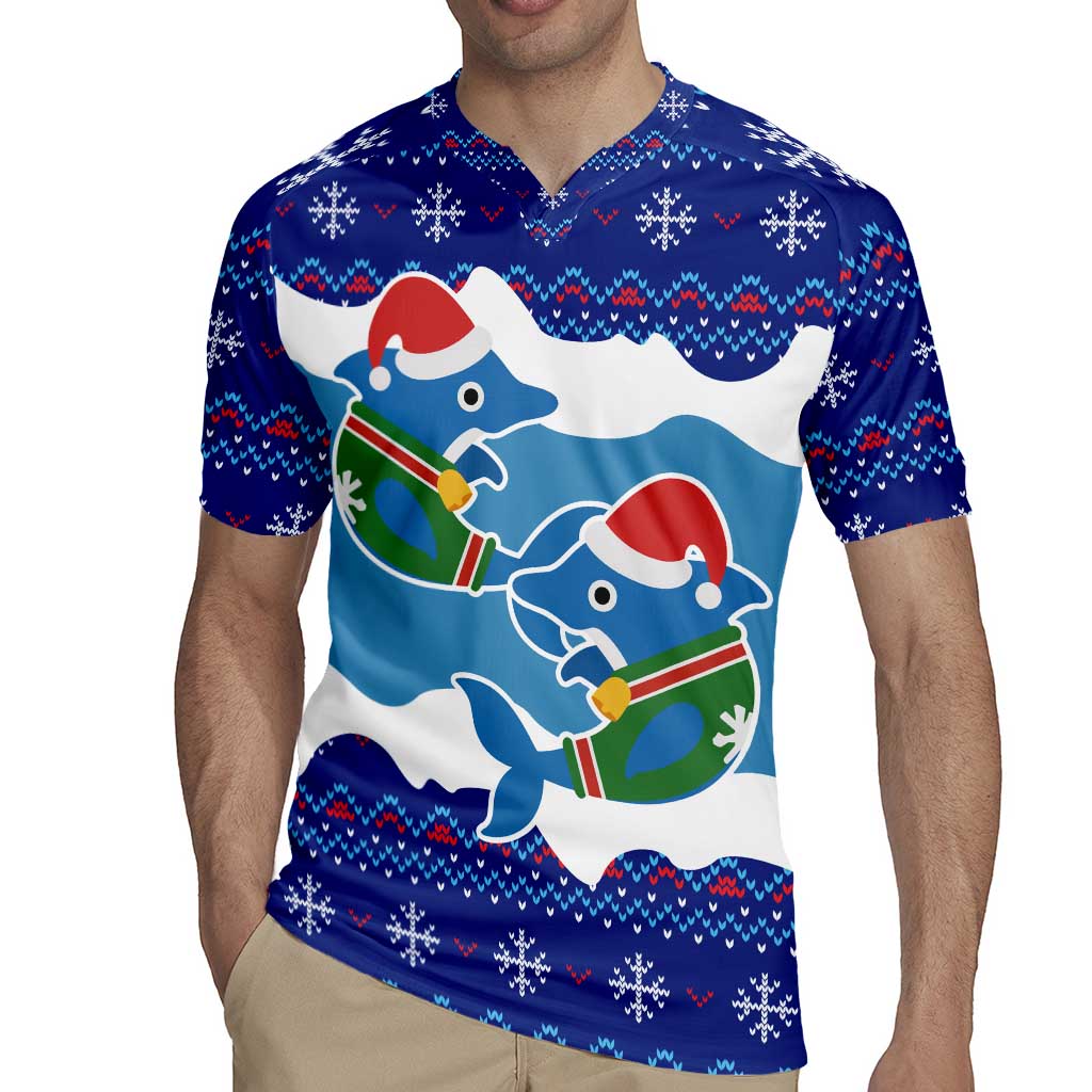 Dolphin Couple Christmas Rugby Jersey Funny Xmas Holiday Patterns - Wonder Print Shop