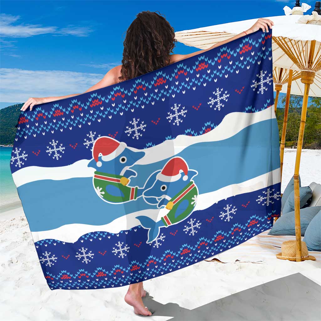 Dolphin Couple Christmas Sarong Funny Xmas Holiday Patterns - Wonder Print Shop