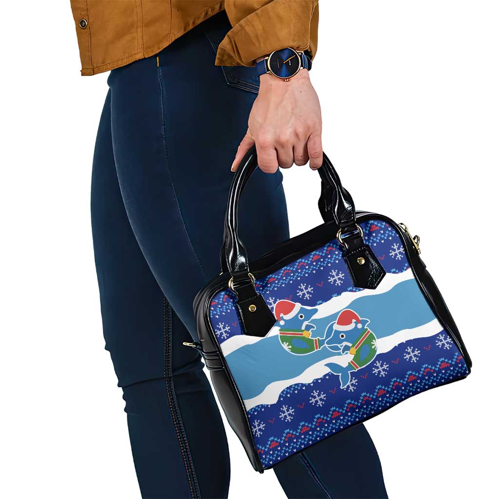 Dolphin Couple Christmas Shoulder Handbag Funny Xmas Holiday Patterns - Wonder Print Shop