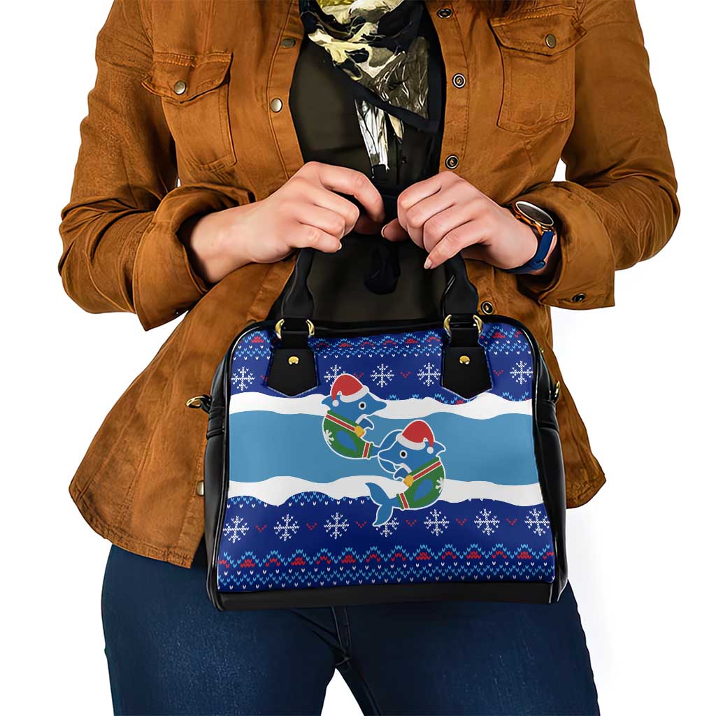 Dolphin Couple Christmas Shoulder Handbag Funny Xmas Holiday Patterns - Wonder Print Shop