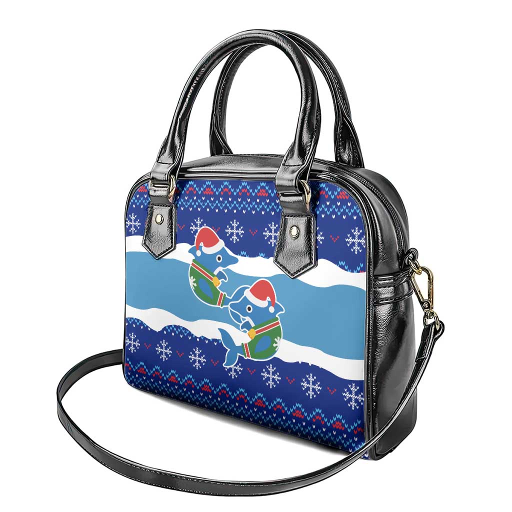 Dolphin Couple Christmas Shoulder Handbag Funny Xmas Holiday Patterns - Wonder Print Shop