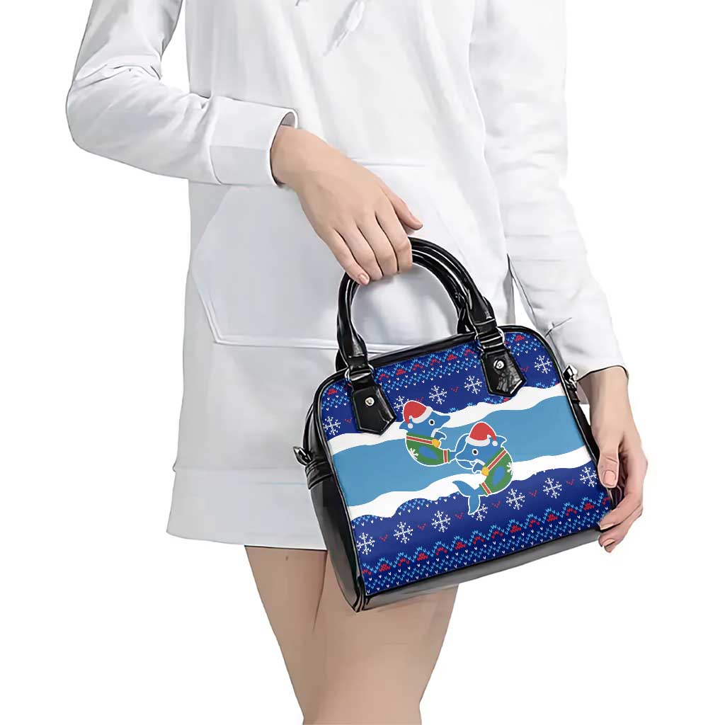 Dolphin Couple Christmas Shoulder Handbag Funny Xmas Holiday Patterns - Wonder Print Shop