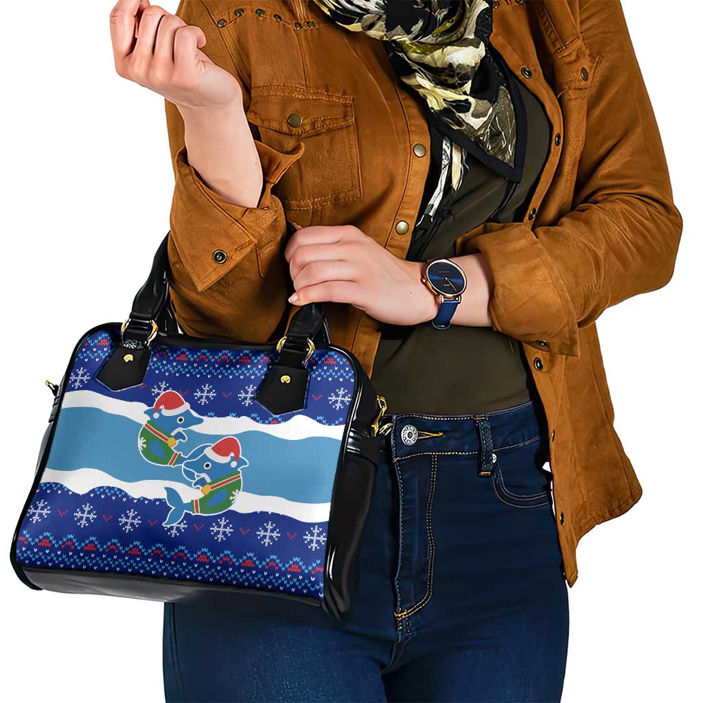 Dolphin Couple Christmas Shoulder Handbag Funny Xmas Holiday Patterns - Wonder Print Shop