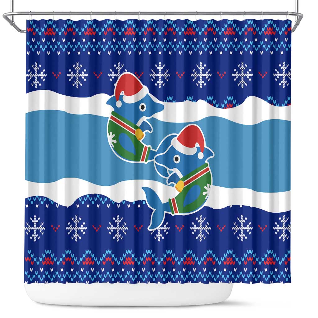 Dolphin Couple Christmas Shower Curtain Funny Xmas Holiday Patterns - Wonder Print Shop