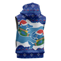Dolphin Couple Christmas Sleeveless Hoodie Funny Xmas Holiday Patterns - Wonder Print Shop