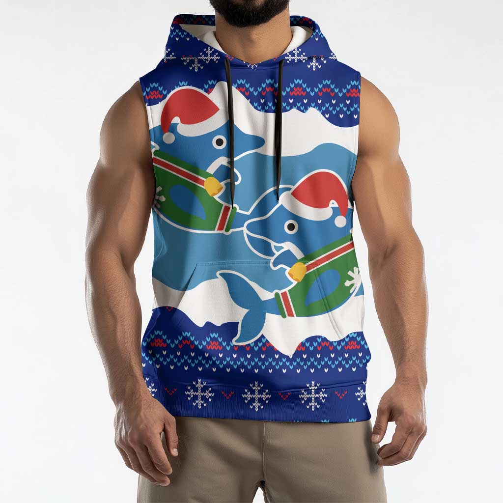 Dolphin Couple Christmas Sleeveless Hoodie Funny Xmas Holiday Patterns - Wonder Print Shop