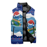 Dolphin Couple Christmas Sleeveless Puffer Jacket Funny Xmas Holiday Patterns - Wonder Print Shop