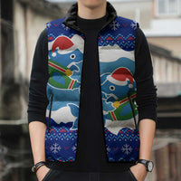 Dolphin Couple Christmas Sleeveless Puffer Jacket Funny Xmas Holiday Patterns - Wonder Print Shop