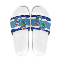 Dolphin Couple Christmas Slide Sandals Funny Xmas Holiday Patterns - Wonder Print Shop